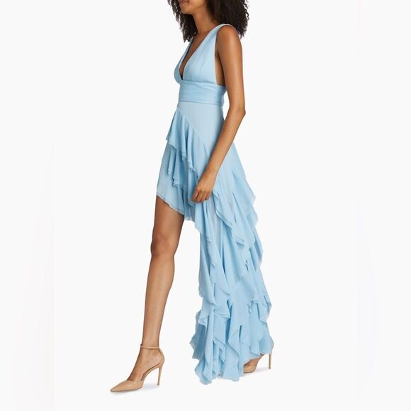 Alice + Olivia Asymmetric Ruffled Maxi Dress size 4 - Picture 2 of 15